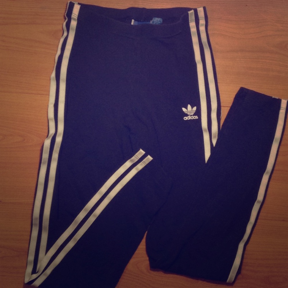 Adidas three stripe black leggings